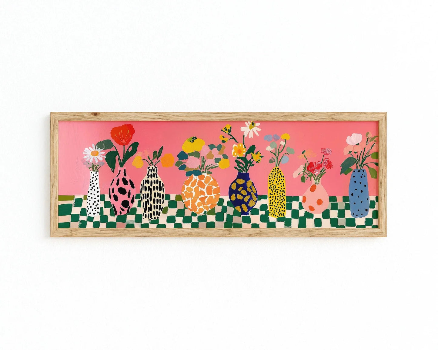 Large Abstract Matisse Style Floral Panoramic Canvas Prints, Unframed Modern Vase Canvas Wall Art for Living Room, Bedroom Decor