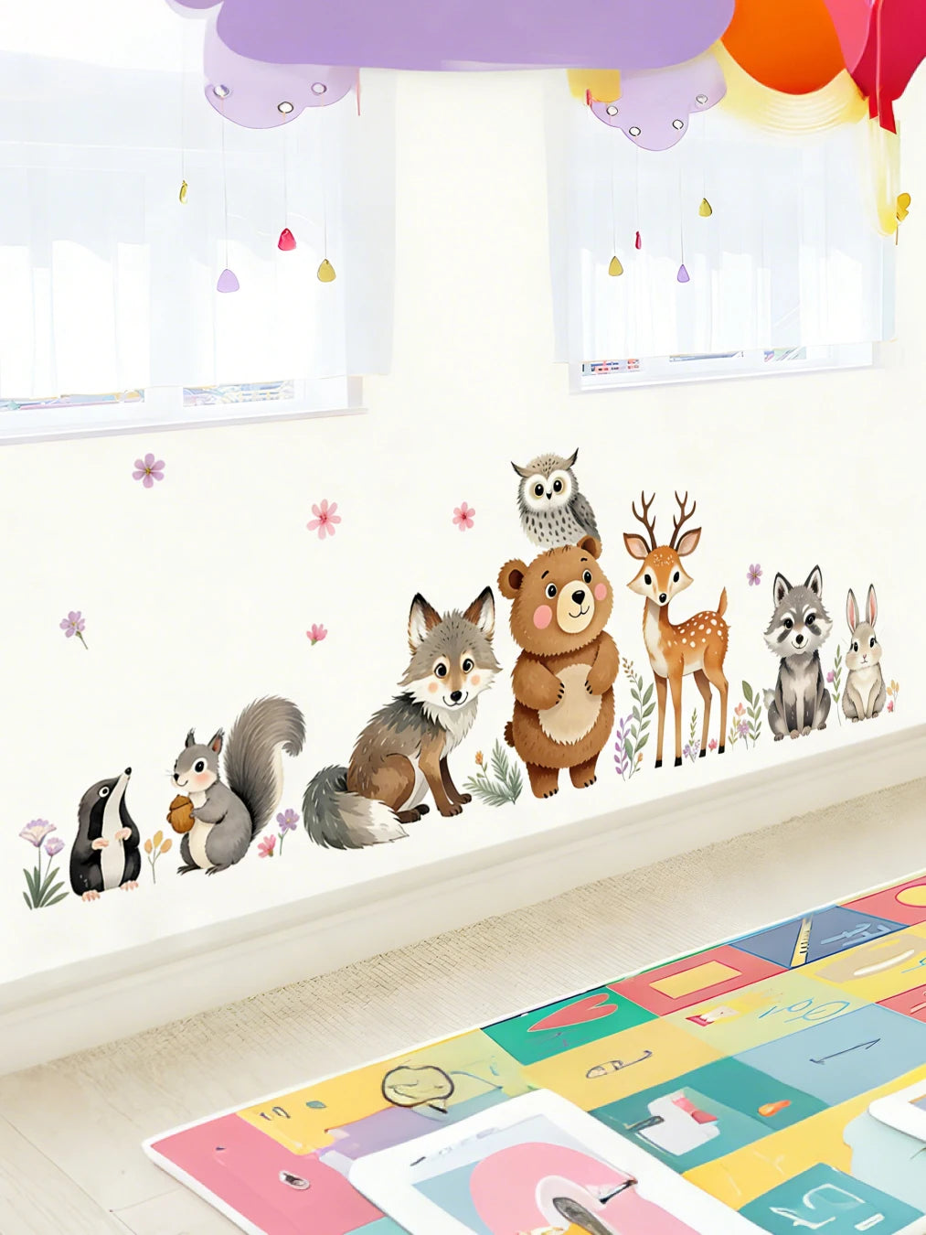 New Creative Cartoon Bear Wall Stickers Decorative Adhesive Decals for Living Room Bedroom Background Decoration
