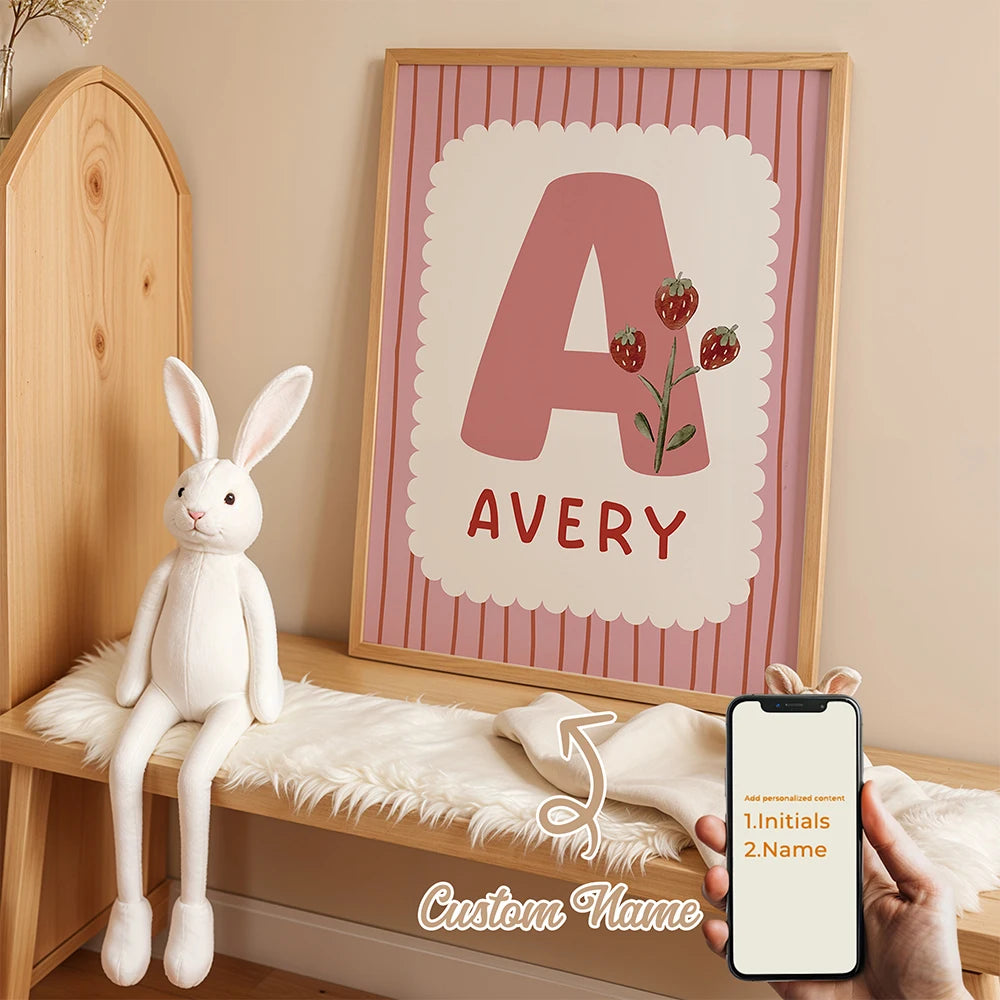 Personalized Custom Name Cartoon Child Stripe Wall Art Print Picture Canvas Poster Painting For Living Room Home Decor Gift