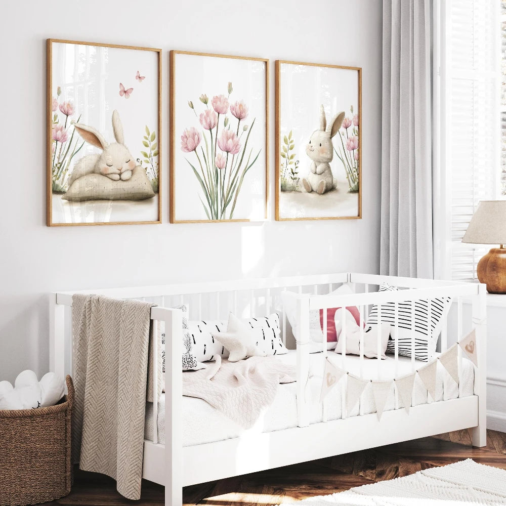 Set of 3 Bunny Printed Art Posters