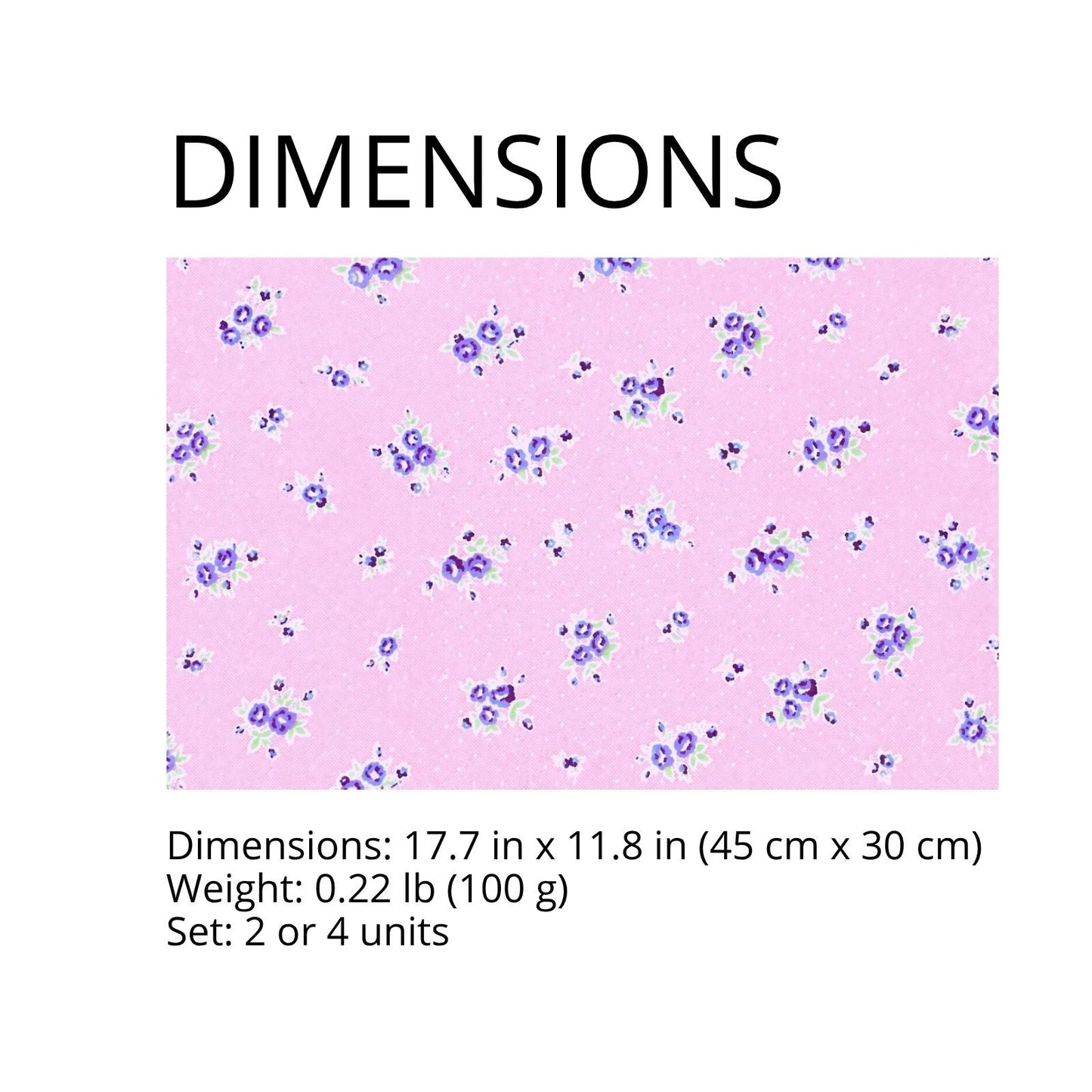 Charlo's Set of 4 Rectangular Placemats Spring Pink 18" x 12"
