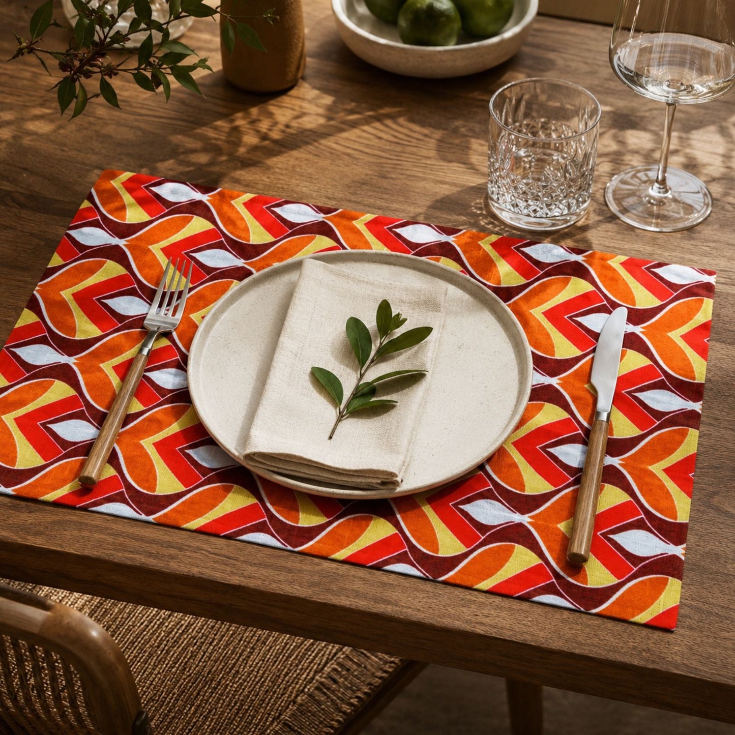 Charlo's Set of 4 Rectangular Placemats Colorful Indian Mosaic 18" x 12"