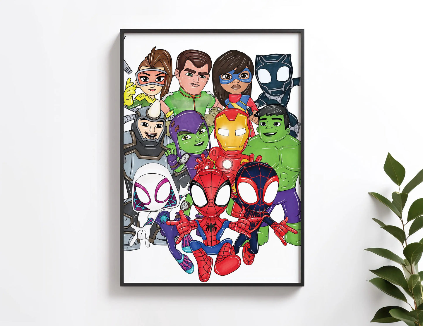 Spidey and Friends Wall Art – Superhero Kids Bedroom Print