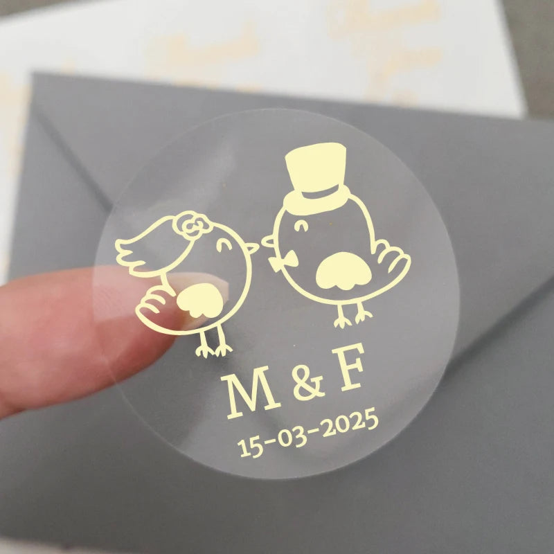 Custom Gold Foiled Stickers, Wedding, Birthday, Your Text, Thank You Labels, Baby Shower, Engagement, Invitation Seals.50 Pieces