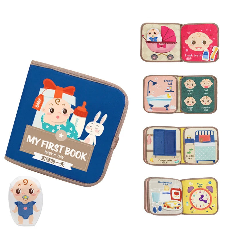 Toddler Sensory Activity Busy Book Durable Quiet Book Preschool Learn Toy Interactive Montessori Busy Book for Fine Motor Skills