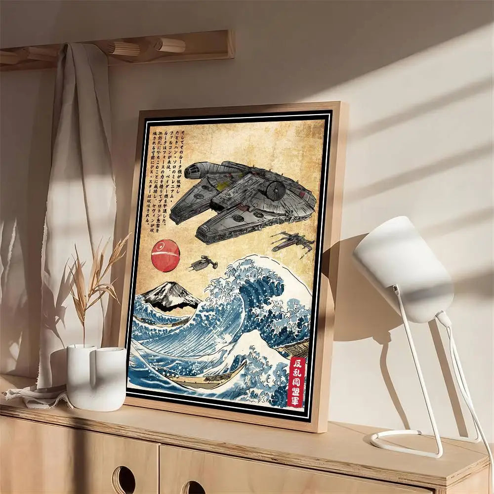S-Star W-Wars Film Whitepaper Poster Fancy Wall Sticker For Living Room Bar Decoration Aesthetic Art Wall Painting
