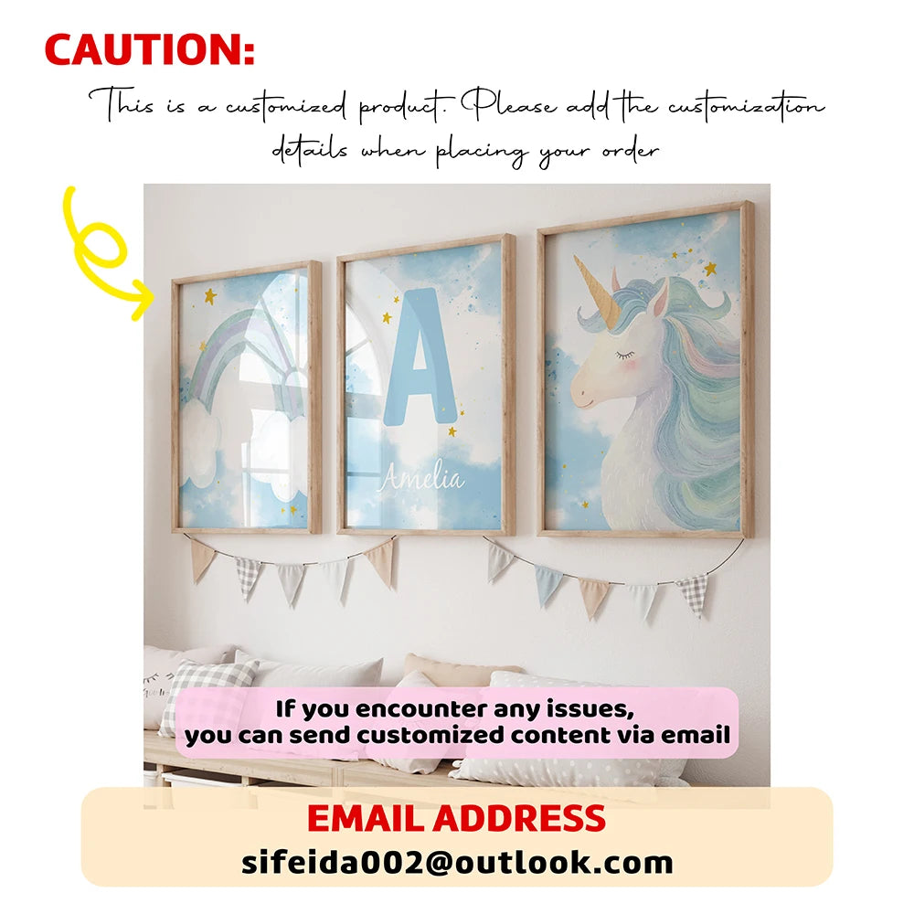 3pcs Personalized Custom Name Cartoon dinosaur Wall Art Print Picture Canvas Poster Painting For Living child Room Home Decor