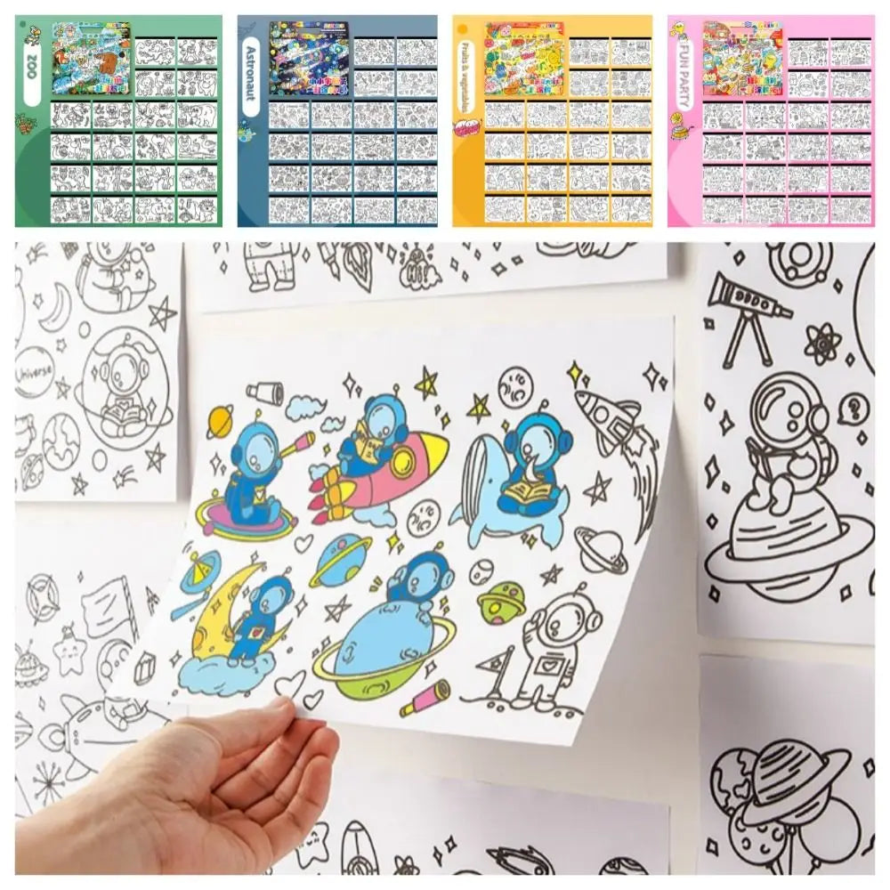 Funny Paper Children Coloring Activity Book Space Portable Color Filling Toy Educational Tearable Kids/Children/Toddler