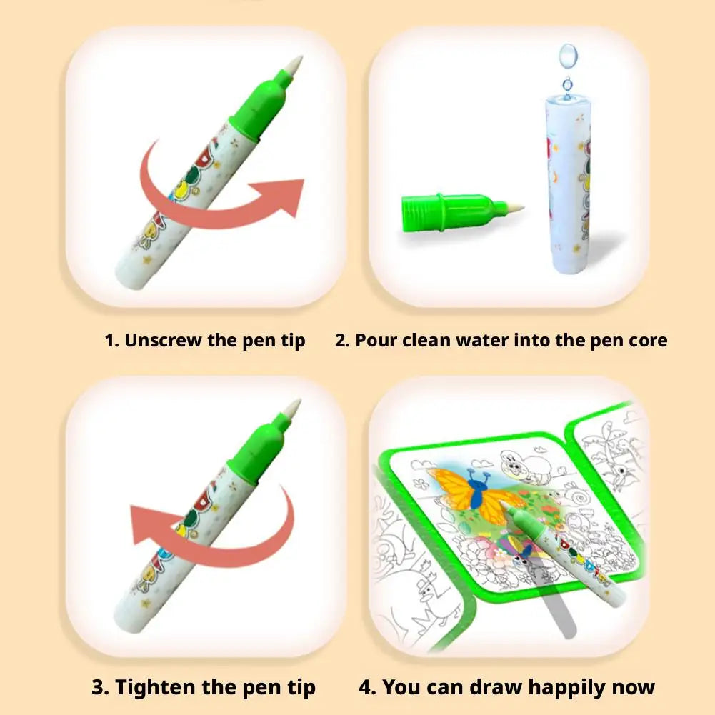 DIY Magic Water Drawing Book for Kids Early Education Doodle Coloring Book Birthday & Holiday Gift Creative Fun Activity Bo Q8Z7
