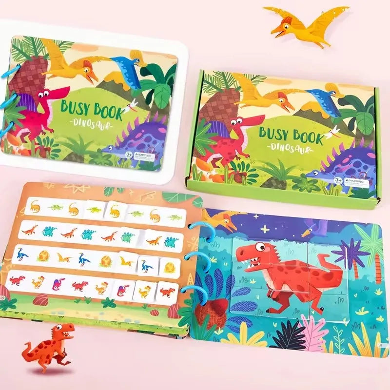 Toddler Quiet Book Montessori Activities 3D Puzzle Paste Matching Game Toy For Kid Educational Magic Tape Wooden Busy Books Toys