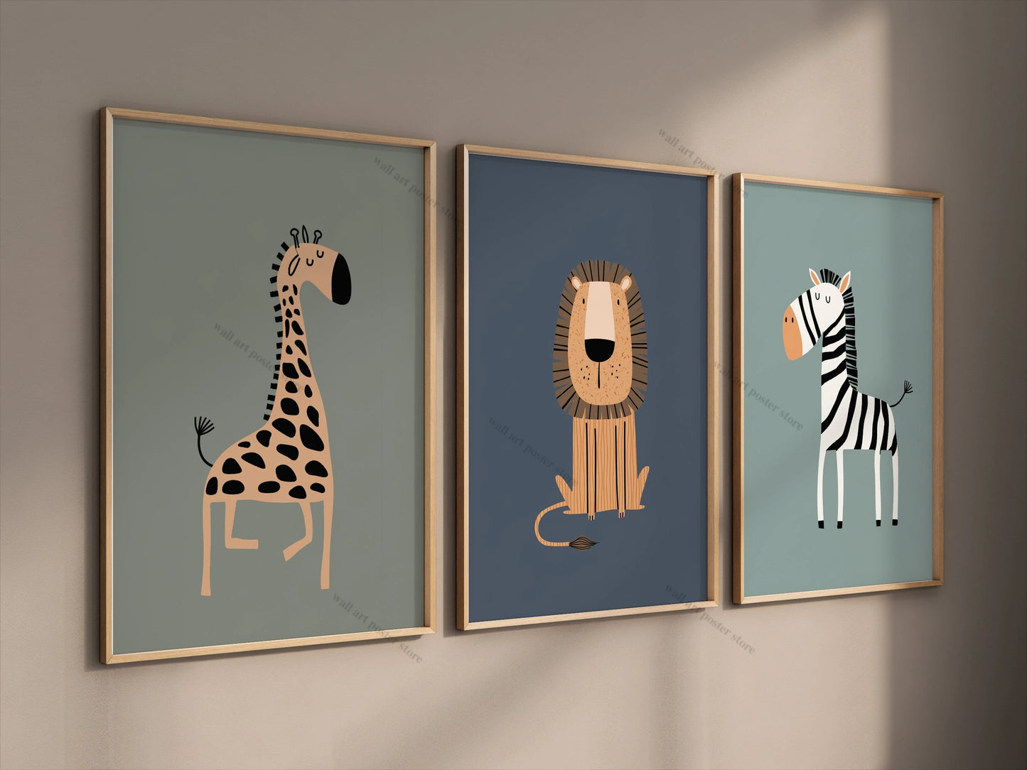 Set of 3 Safari Nursery Wall Prints