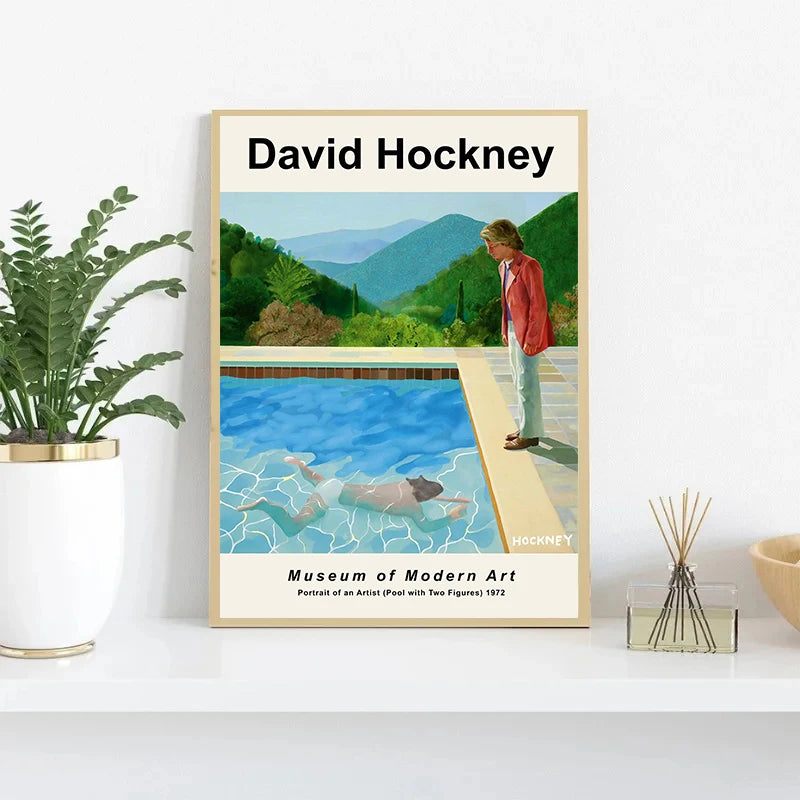 1pc frameless Canvas Painting David Hockney Art Exhibition Modern Minimalist Abstract Poster Print Canvas Printing Wall Art Pict