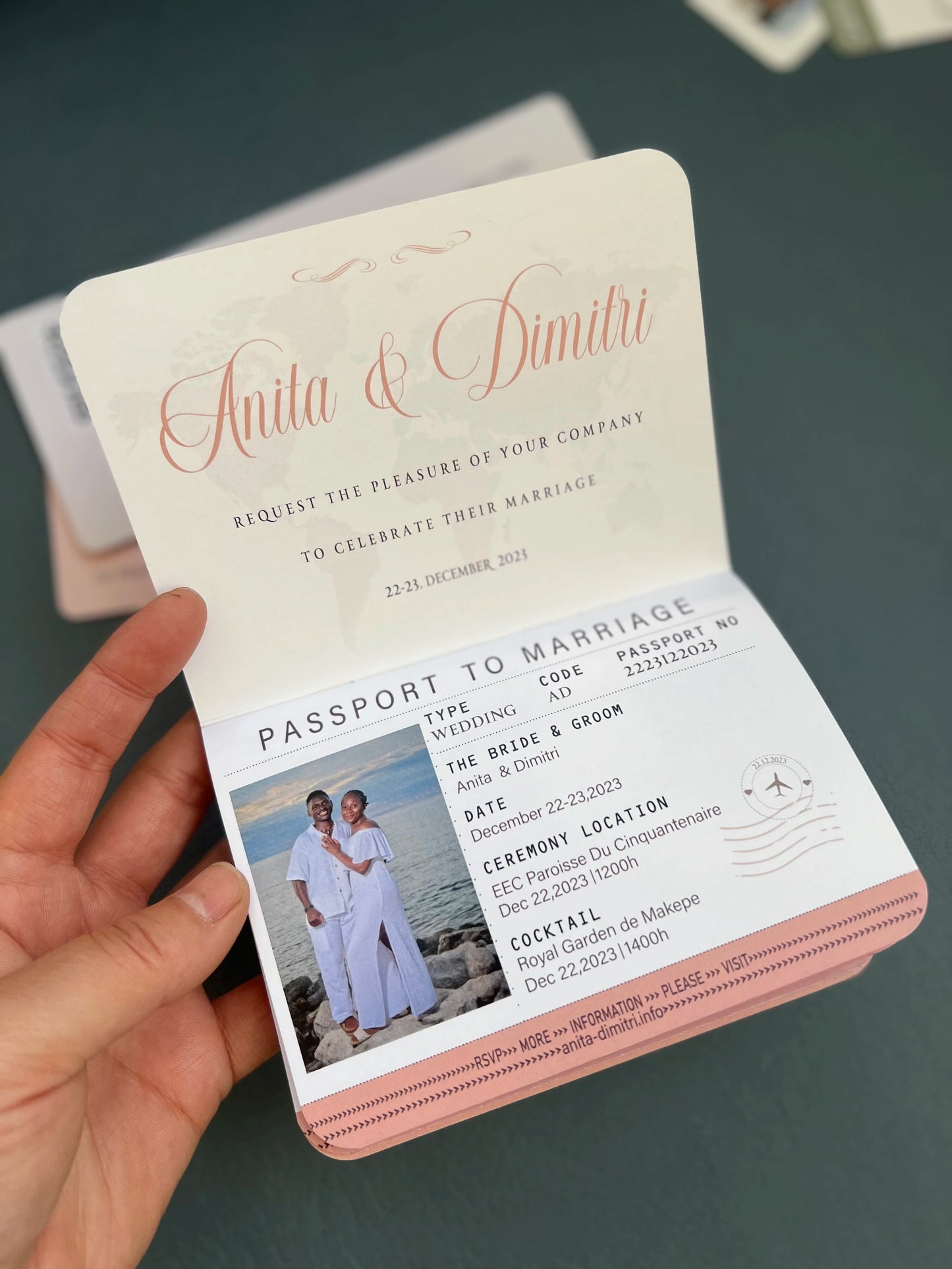 30/50pcs Multipage Passport Invitation Classic Wedding Invitation with RSVP Envelope Customizable Template