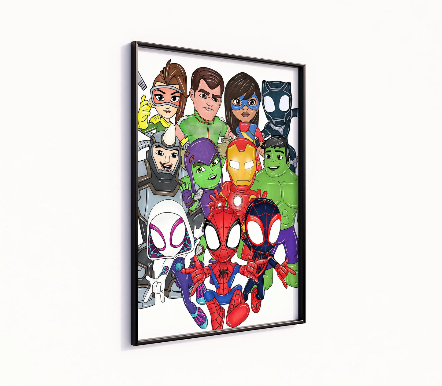 Spidey and Friends Wall Art – Superhero Kids Bedroom Print