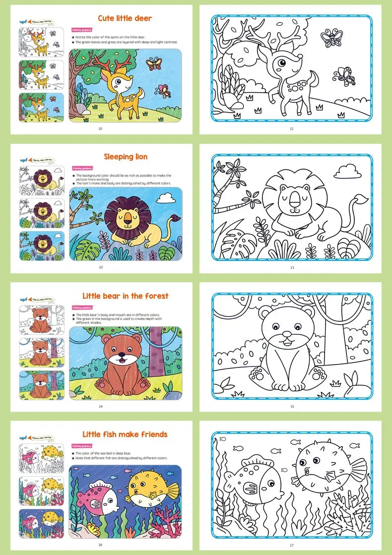 Graffiti Coloring Book, Fun Coloring Book, Cartoon Animal Drawing Book, Children's Coloring Book, Suitable for Children Aged 3-8