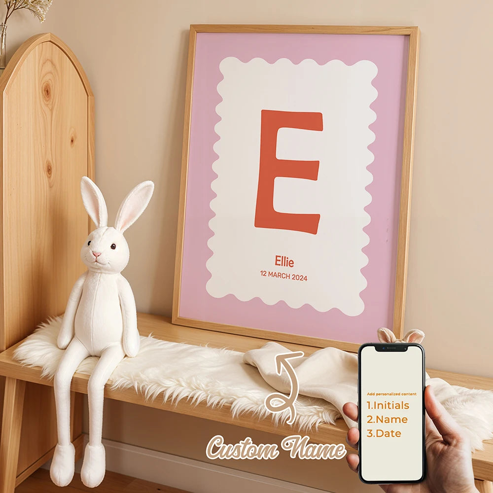 Personalized Custom Name Cartoon Child Stripe Wall Art Print Picture Canvas Poster Painting For Living Room Home Decor Gift
