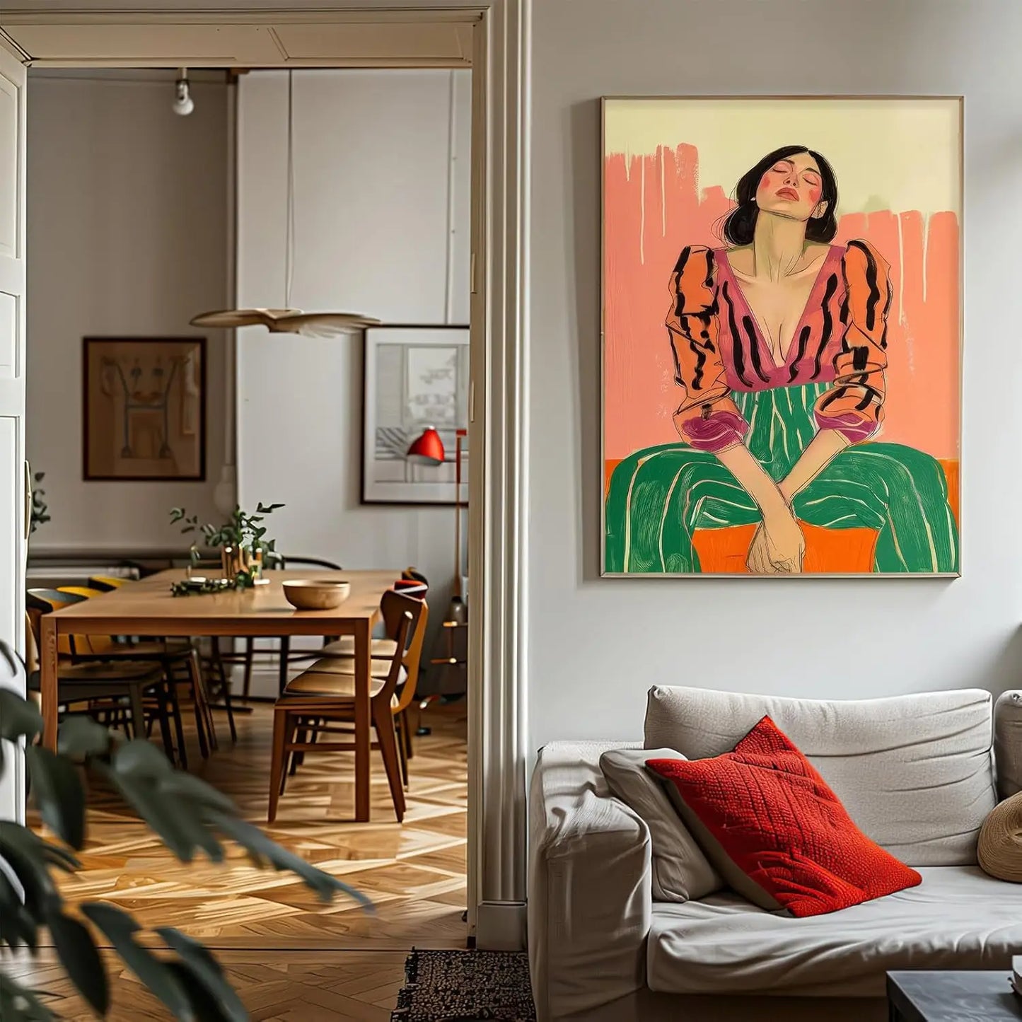 Abstract Retro Girl Print
