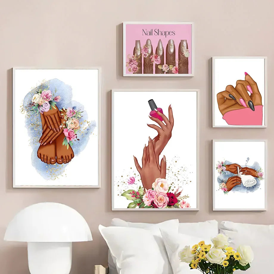 Nail Themed Printed Art Posters