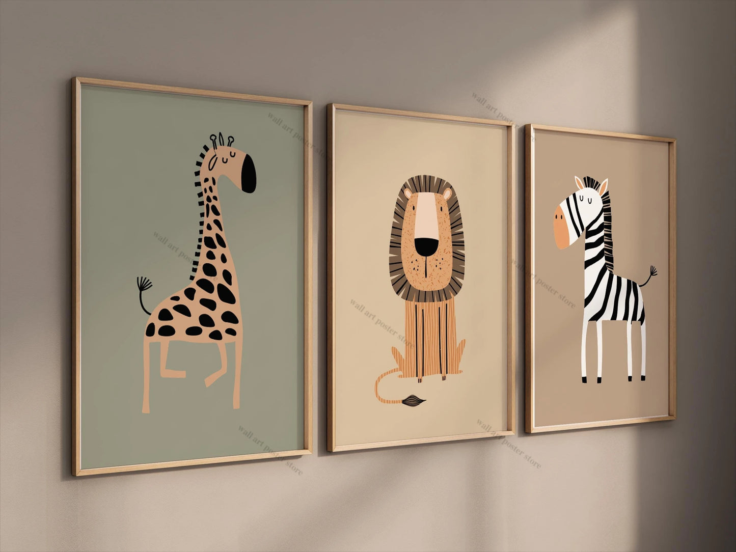 Set of 3 Safari Nursery Wall Prints