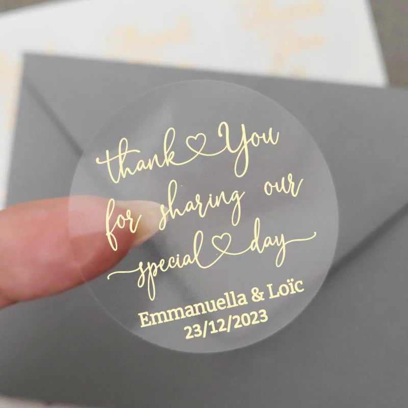 Custom Gold Foiled Stickers, Wedding, Birthday, Your Text, Thank You Labels, Baby Shower, Engagement, Invitation Seals.50 Pieces