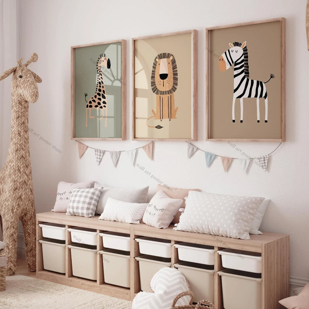 Set of 3 Safari Nursery Wall Prints
