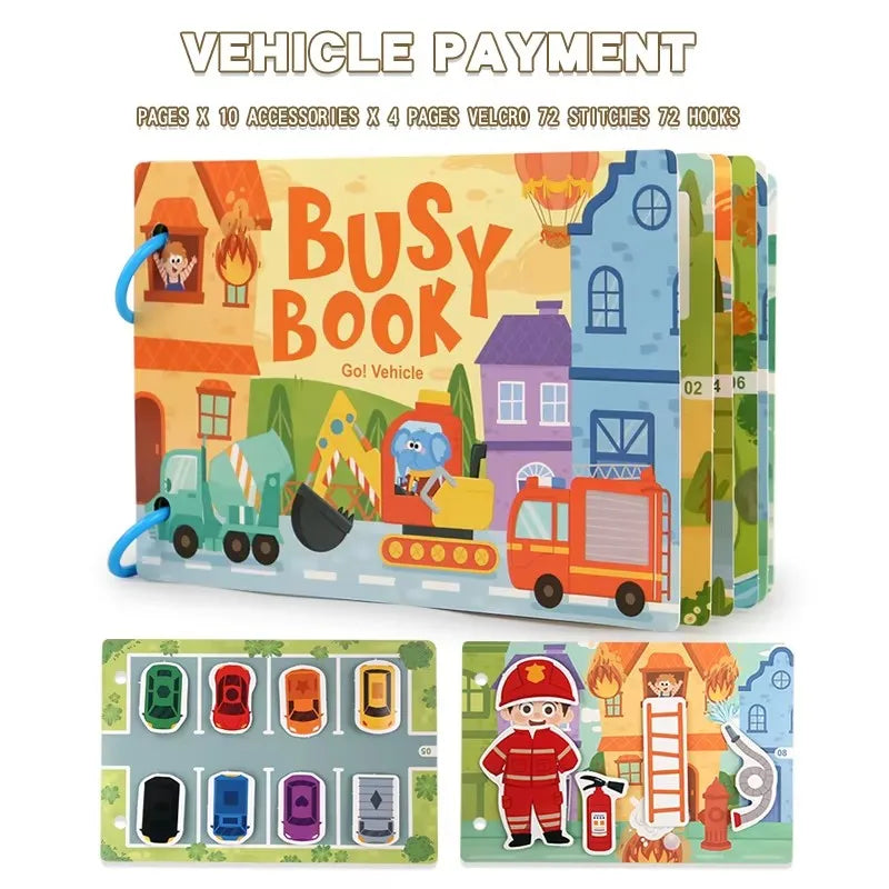 Toddler Quiet Book Montessori Activities 3D Puzzle Paste Matching Game Toy For Kid Educational Magic Tape Wooden Busy Books Toys