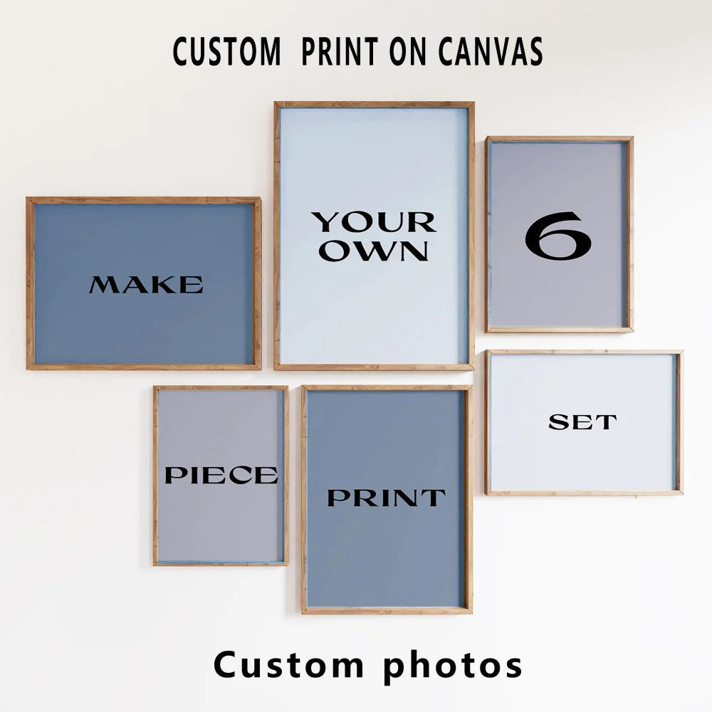6pcs/set Custom Canvas Prints Photo Wall Art Personalized Poster for Family Life Pet Animal Birthdays Wedding Scenery Home Decor