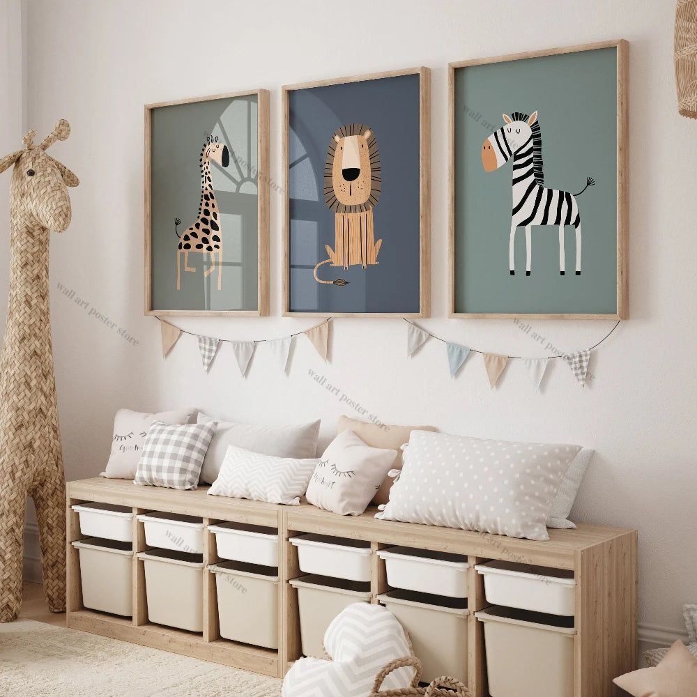 Set of 3 Safari Nursery Wall Prints