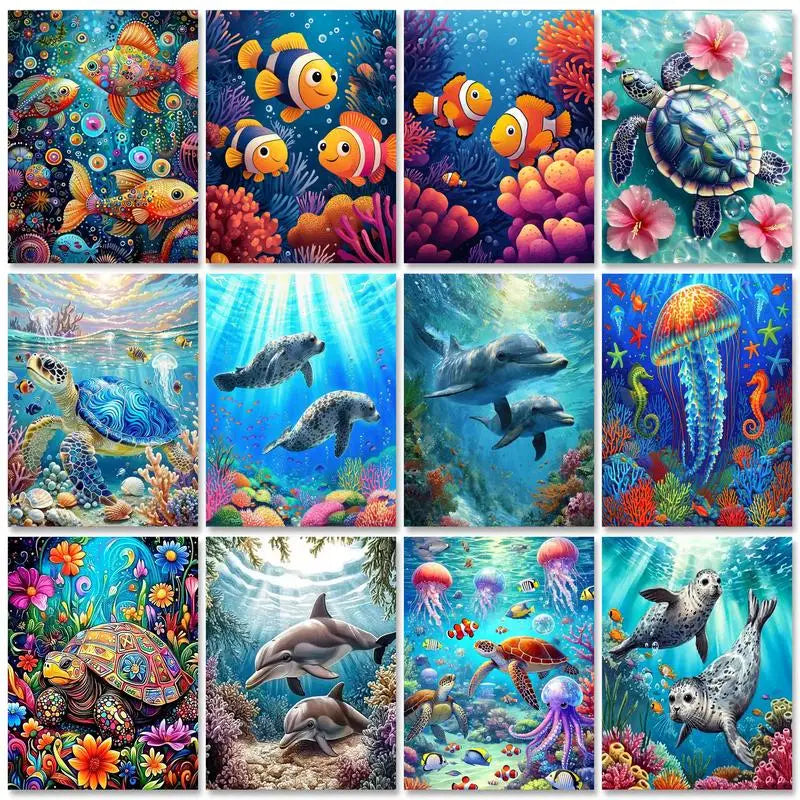 GATYZTORY Sea Turtle Paint By Numbers Handiwork Art Art Supplies Animal Acrylic Painting on Canvas Picture Drawing By Numbers