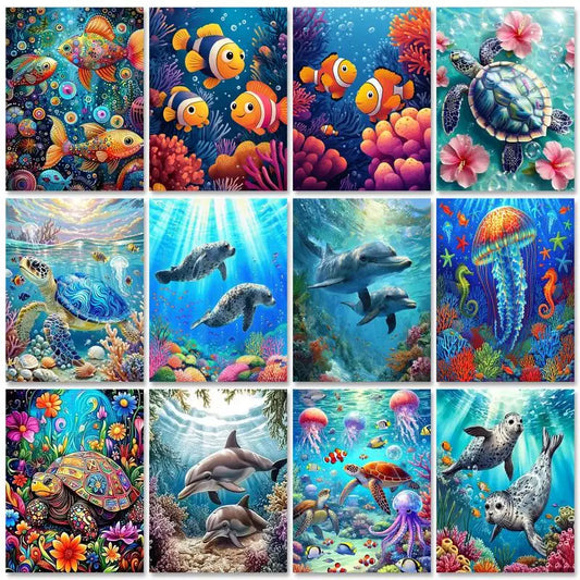 GATYZTORY Sea Turtle Paint By Numbers Handiwork Art Art Supplies Animal Acrylic Painting on Canvas Picture Drawing By Numbers