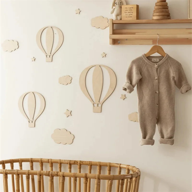 Wooden Hot Air Balloon Wall Decor for Nursery