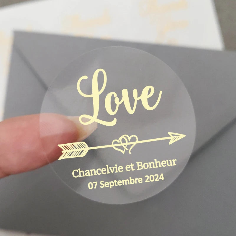 Custom Gold Foiled Stickers, Wedding, Birthday, Your Text, Thank You Labels, Baby Shower, Engagement, Invitation Seals.50 Pieces