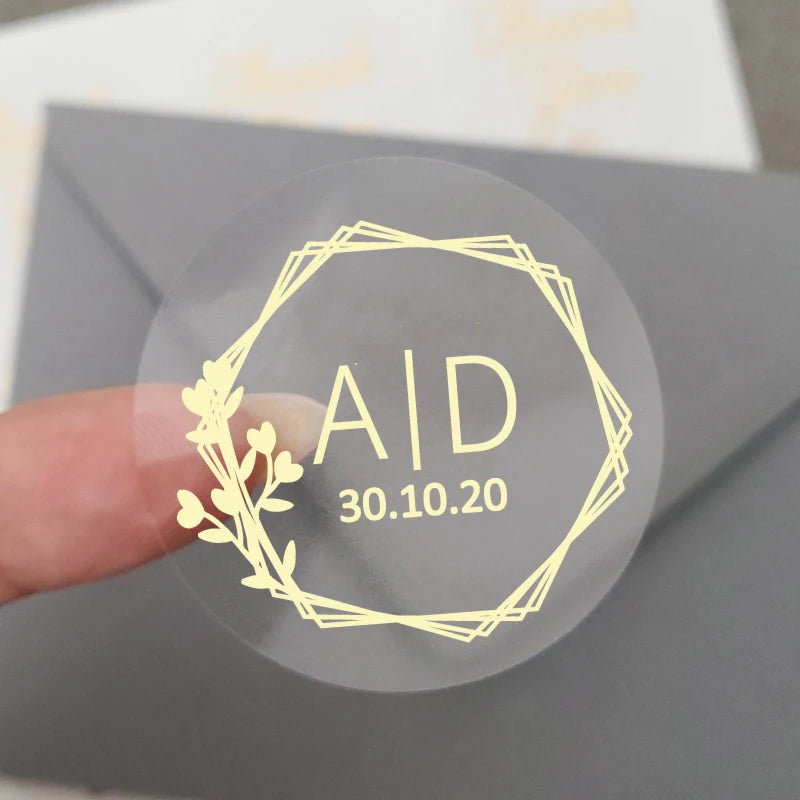 Custom Gold Foiled Stickers, Wedding, Birthday, Your Text, Thank You Labels, Baby Shower, Engagement, Invitation Seals.50 Pieces