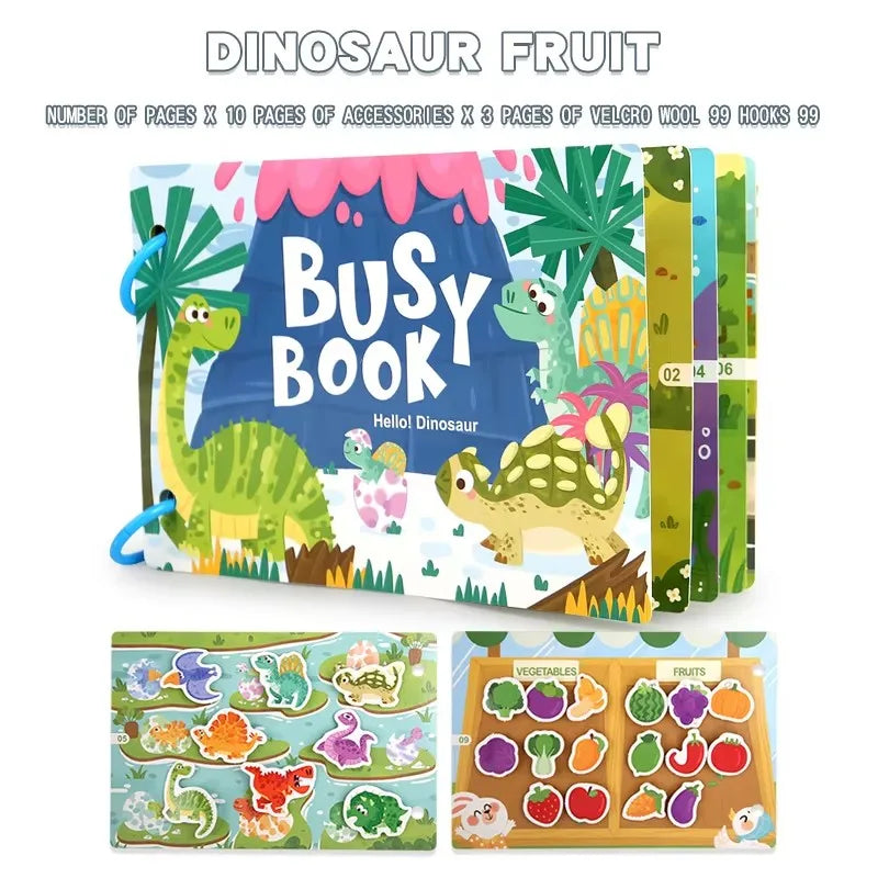 Toddler Quiet Book Montessori Activities 3D Puzzle Paste Matching Game Toy For Kid Educational Magic Tape Wooden Busy Books Toys