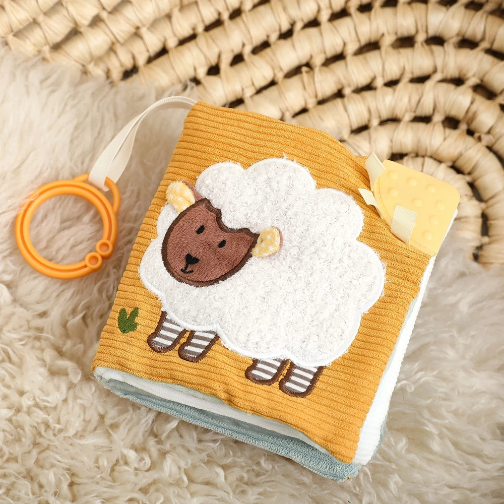 oft Baby Cloth Book with Bear & Goose, Sensory Crinkle Activity Book with Mirror, Teether, and Hanging Ring, Early Educational T