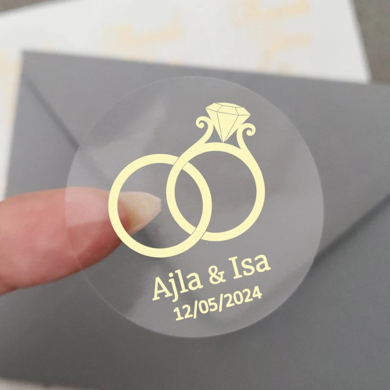 Custom Gold Foiled Stickers, Wedding, Birthday, Your Text, Thank You Labels, Baby Shower, Engagement, Invitation Seals.50 Pieces