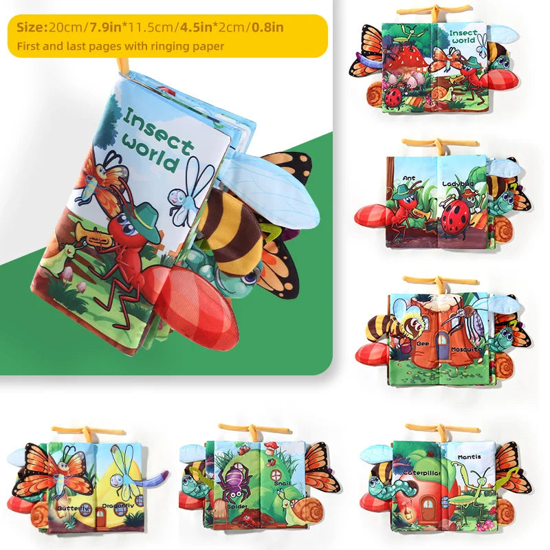 Baby Cloth Book for Children Fun Interactive Toys 0-3 Years Infant Early Education Toys Soft Tail Cloth Book Sensory Baby Toys