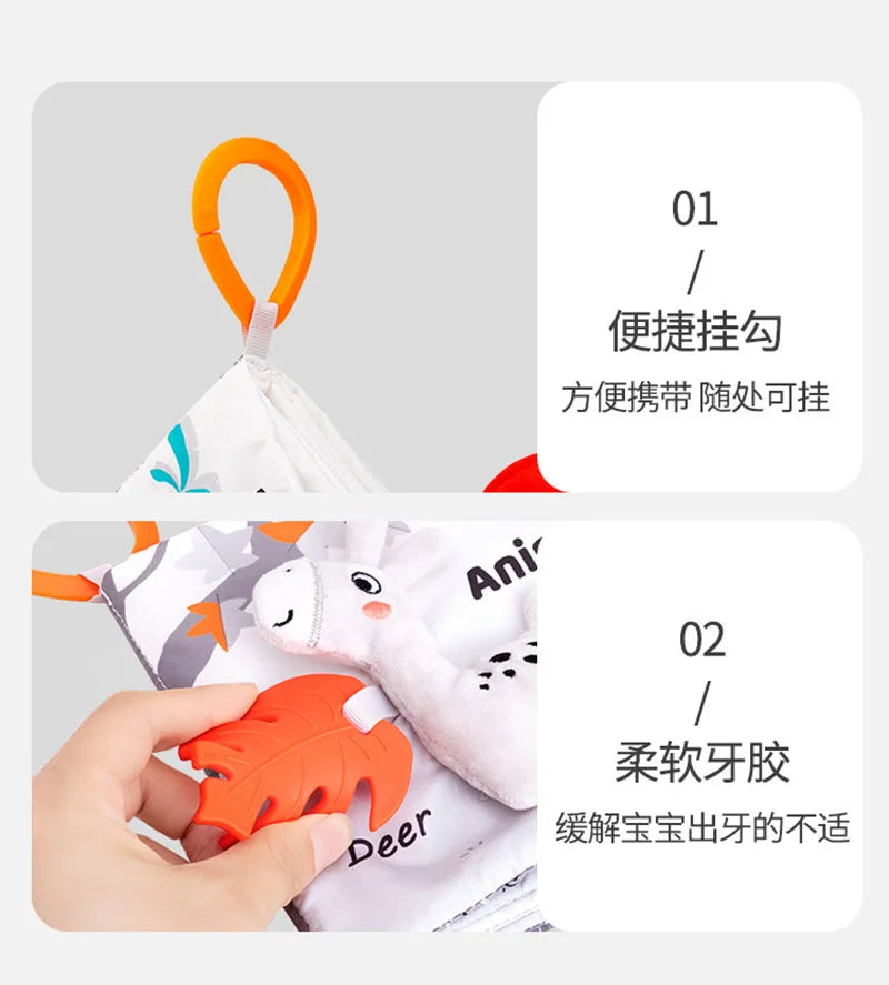 Soft Baby Books Toys 3D Touch and Feel Crinkle Cloth Books Babies Infant Kids Touch and Feel Crinkle for Infants Toddler Gifts