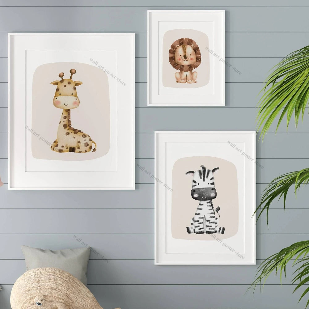 Set of 3 Safari Nursery Wall Prints
