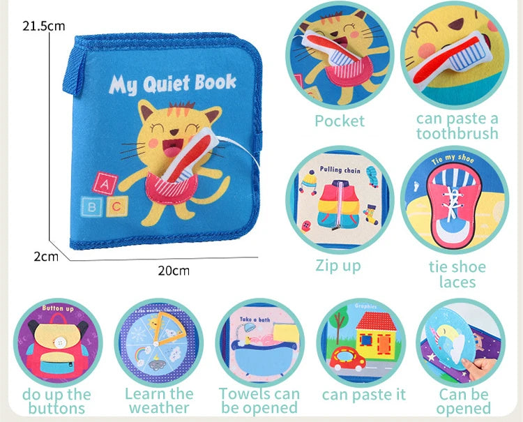 Montessori Busy Book for Toddlers, Activity Books for Airplane Car, Sensory Travel Toys, Preschool Learning Toys For Boy & Girl