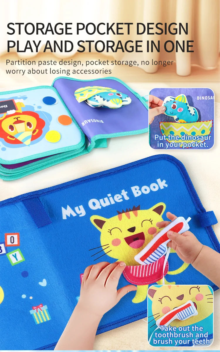 Montessori Busy Book for Toddlers, Activity Books for Airplane Car, Sensory Travel Toys, Preschool Learning Toys For Boy & Girl