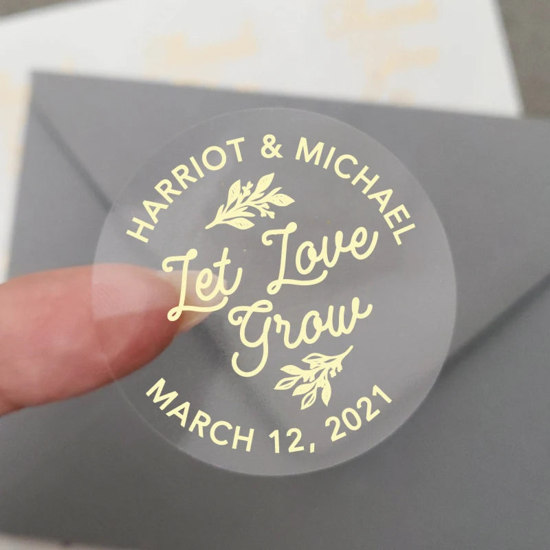 Custom Gold Foiled Stickers, Wedding, Birthday, Your Text, Thank You Labels, Baby Shower, Engagement, Invitation Seals.50 Pieces
