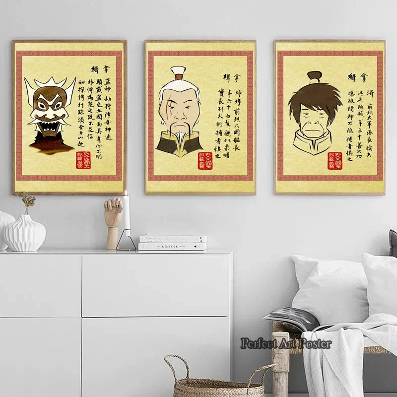 Avatar Last Airbender Wanted Poster Retro Cartoon Anime Canvas Painting Wall Art Pictures Prints Home Kids Room Decor Cuadros