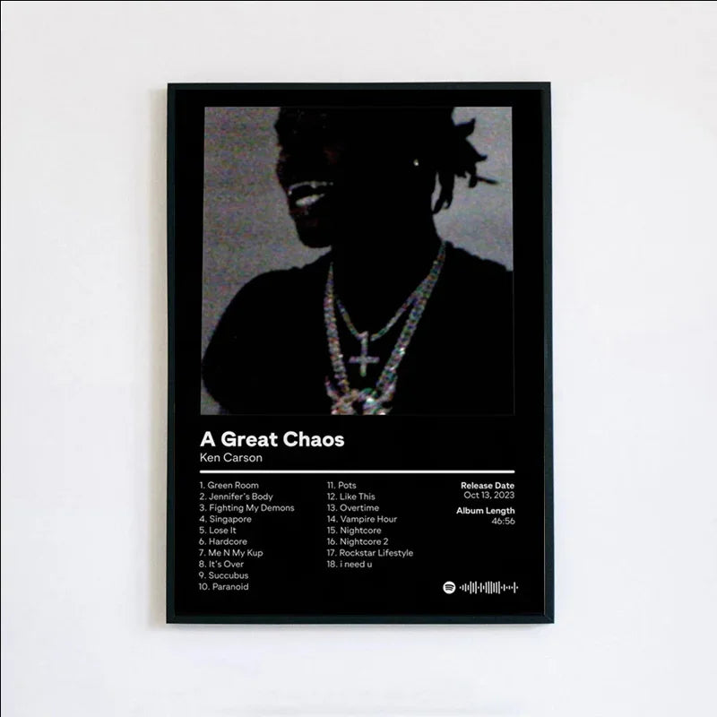 Poster Prints Ken Carson A Great Chaos Custom Album Hip Hop Custom Wall Art Picture Canvas Painting Living Room Home Decorati