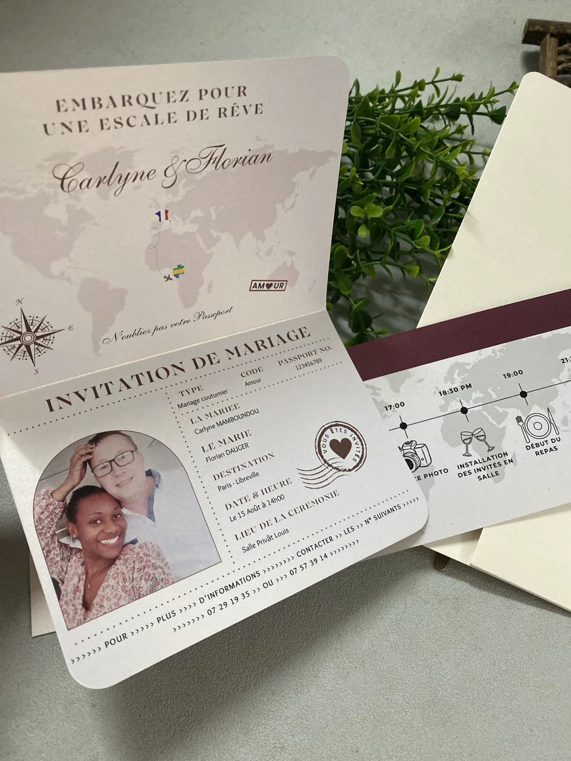 30/50pcs Multipage Passport Invitation Classic Wedding Invitation with RSVP Envelope Customizable Template