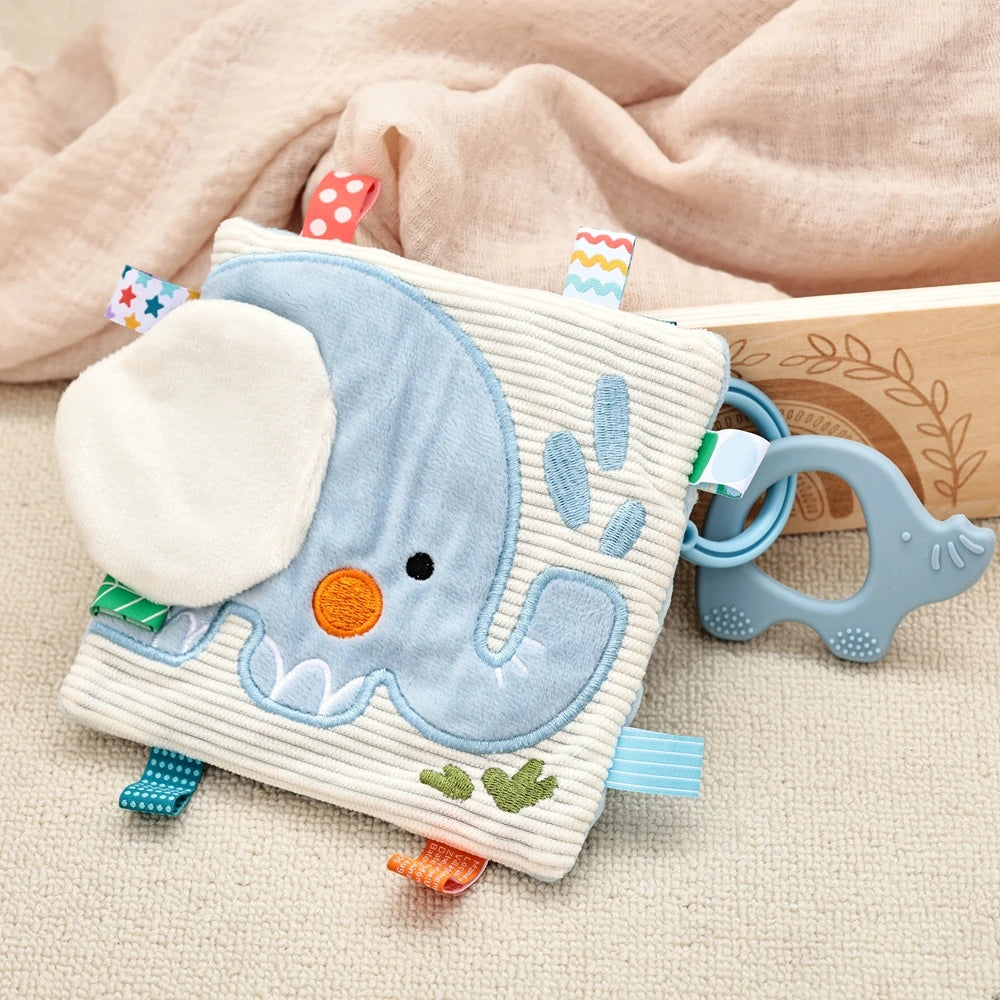 oft Baby Cloth Book with Bear & Goose, Sensory Crinkle Activity Book with Mirror, Teether, and Hanging Ring, Early Educational T