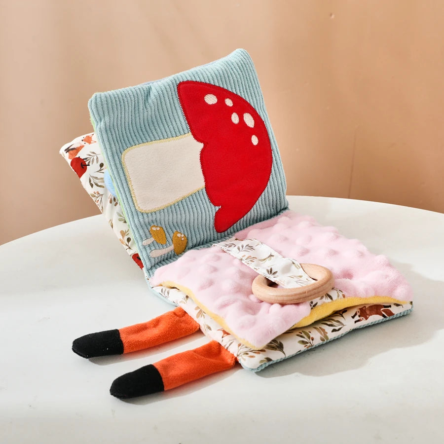 Baby Montessori Toys First Cloth Sensory Book Infant Cartoon Animal Cognitive Soft Books With Mirror Early Educational Toys