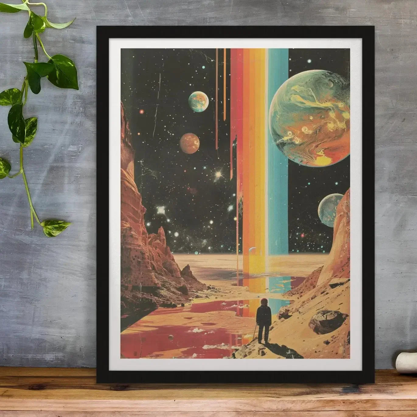 1pc Retro Solar System Planet Space Astronaut Canvas Wall Print Astronomy Poster Moon Wall Decor Printable Art