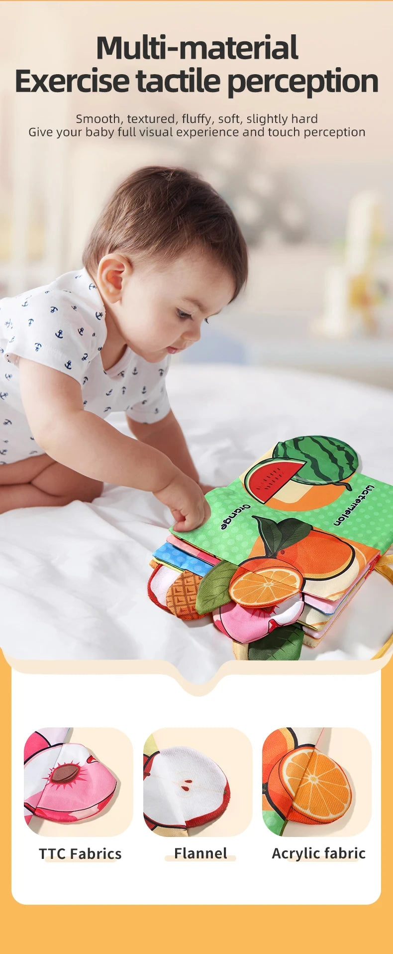Baby Cloth Book for Children Fun Interactive Toys 0-3 Years Infant Early Education Toys Soft Tail Cloth Book Sensory Baby Toys