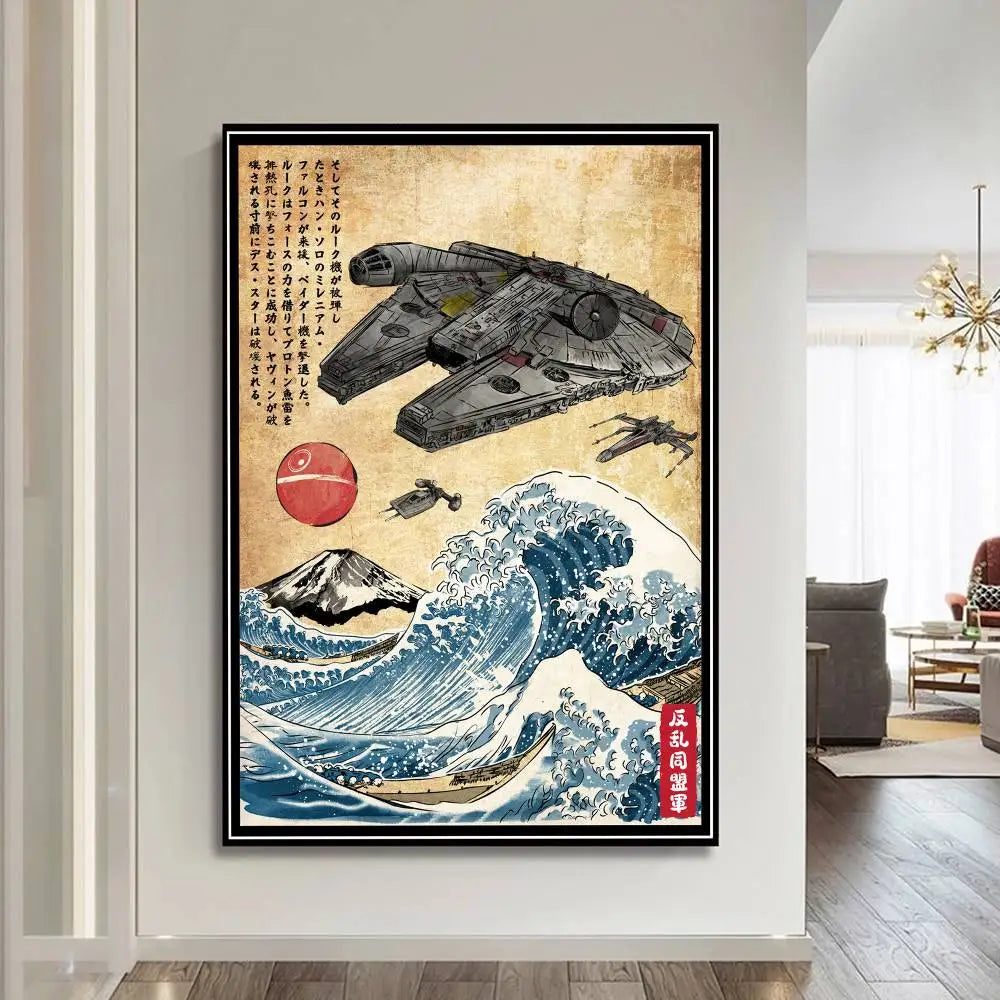 S-Star W-Wars Film Whitepaper Poster Fancy Wall Sticker For Living Room Bar Decoration Aesthetic Art Wall Painting